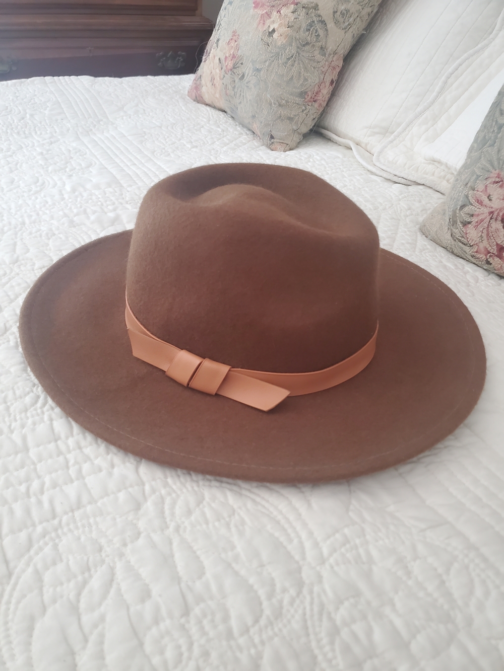 Universal Thread Brown Felt Fedora with Tan Ribbon Trim